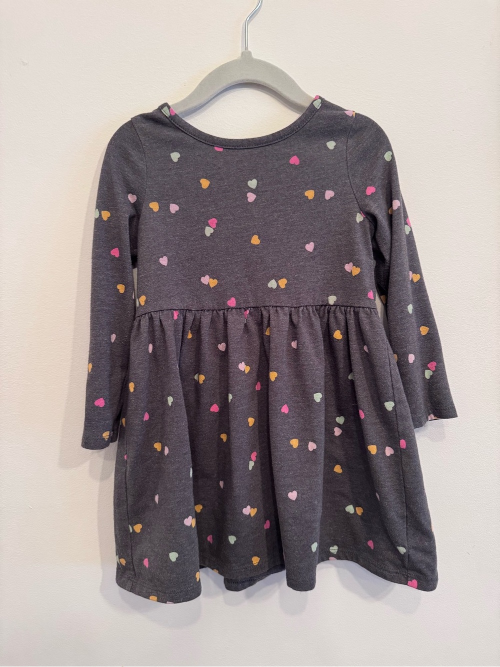 Cat & Jack Charcoal Long-Sleeve Heart Print Dress